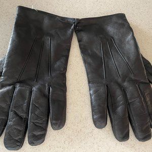 SERMONETA KID LEATHER WOMAN'S BLACK GLOVES SIZE 8 NEW